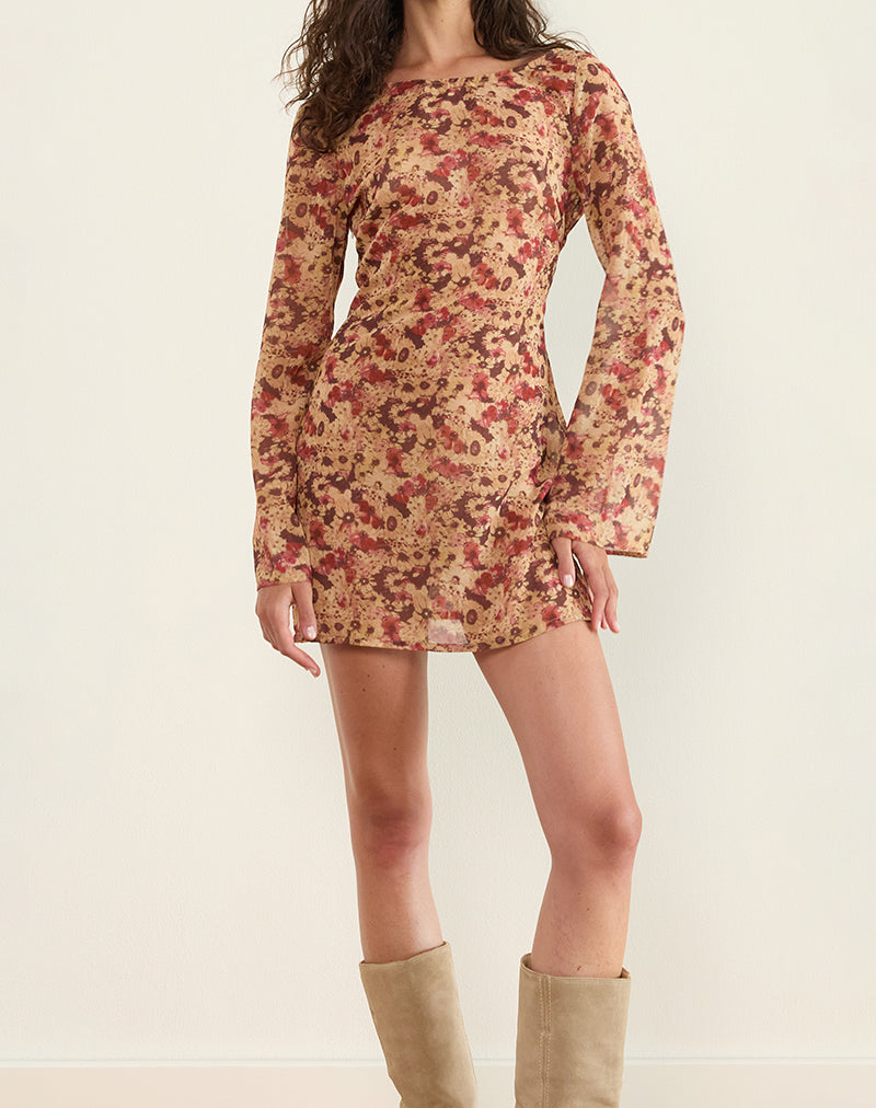 Image of Jovia Mini Dress in Chiffon Rusty Flower