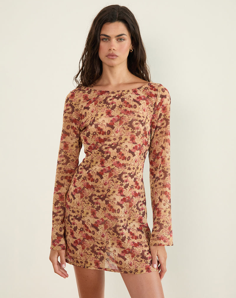 Image of Jovia Mini Dress in Chiffon Rusty Flower