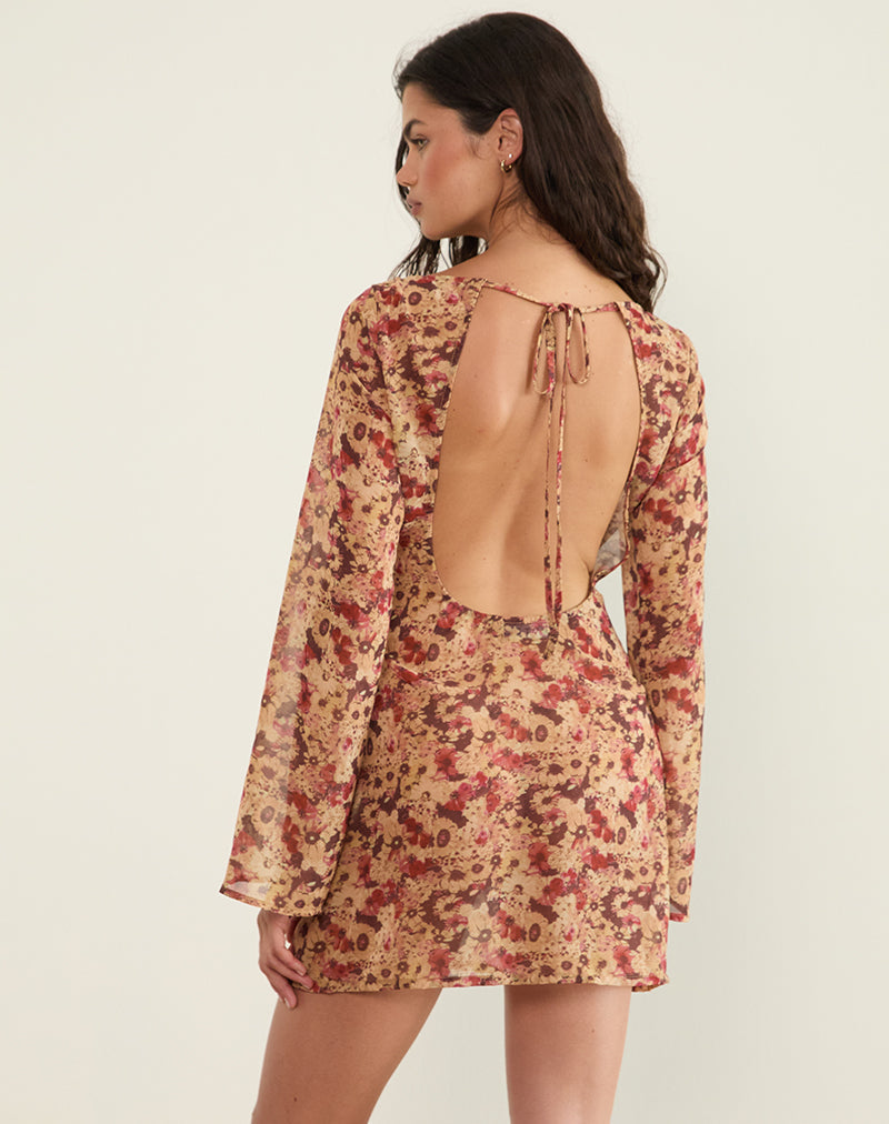 Mini robe Jovia en mousseline de soie Rusty Flower