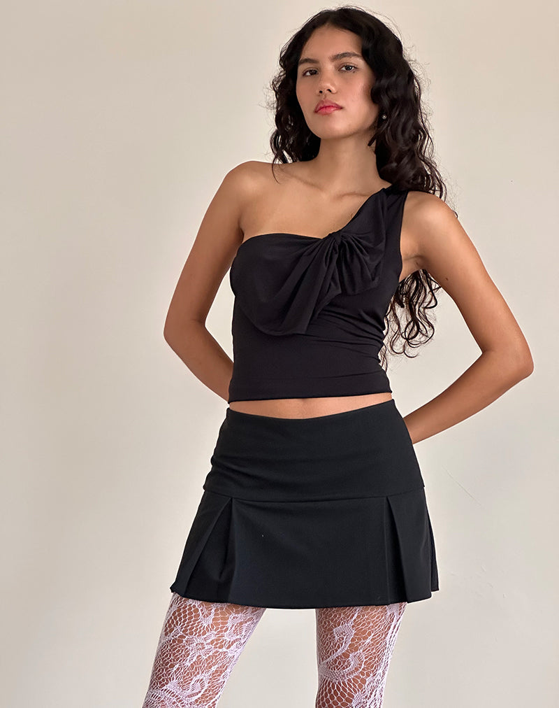 Image de Jovie One Shoulder Slinky Bow Top in Black