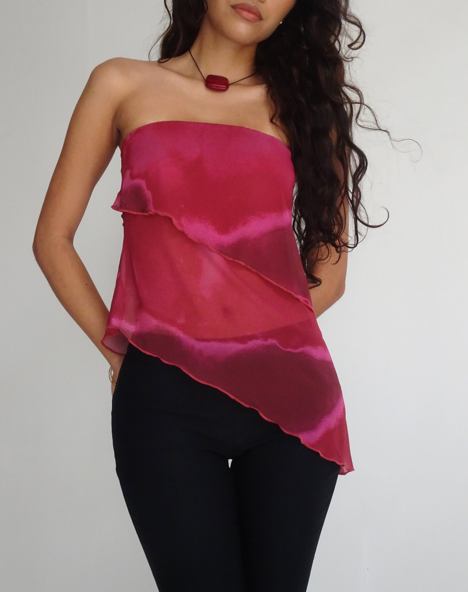 Image de Joyce Longline Waterfall Tube Top in Plum Watercolour