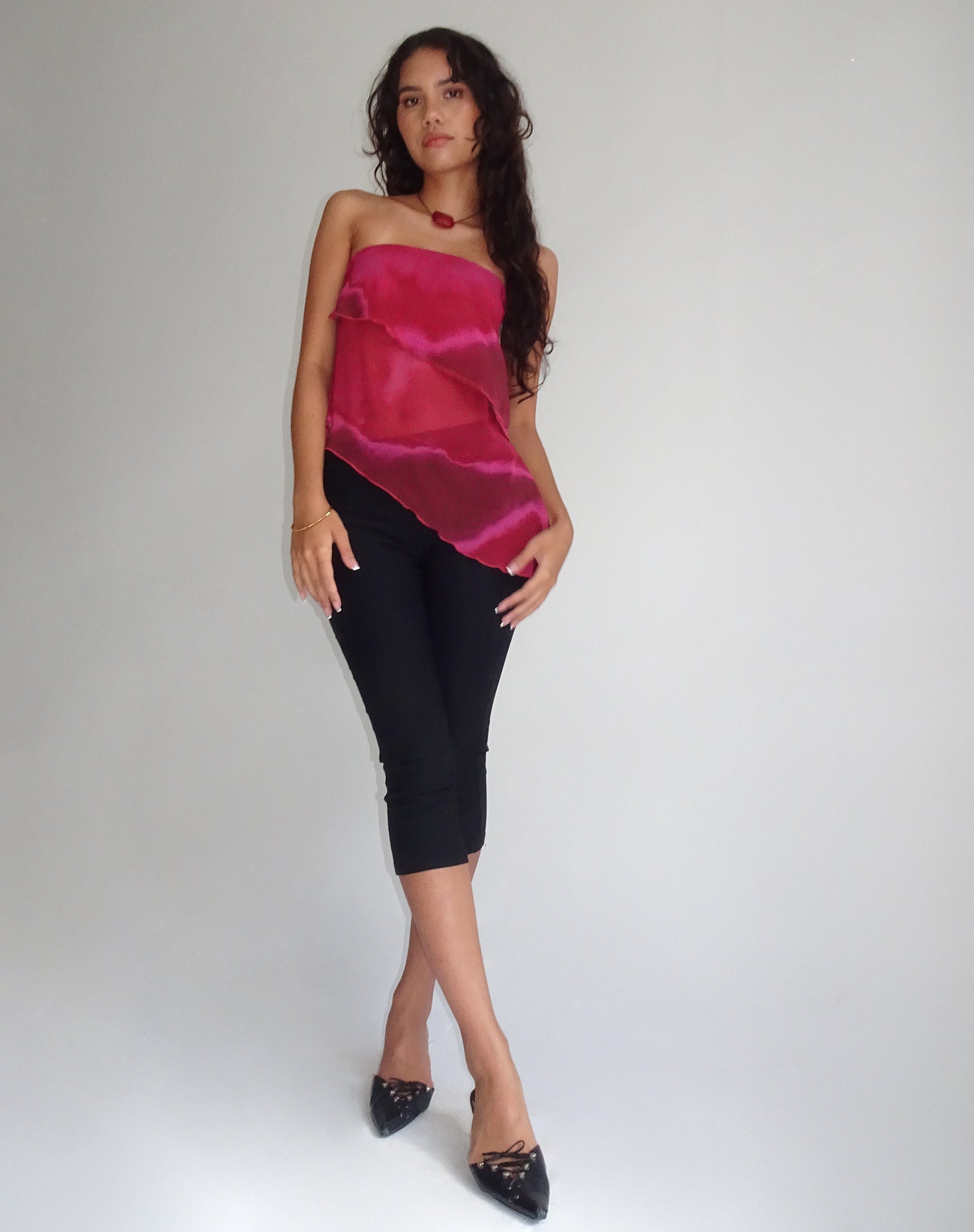 Image de Joyce Longline Waterfall Tube Top in Plum Watercolour