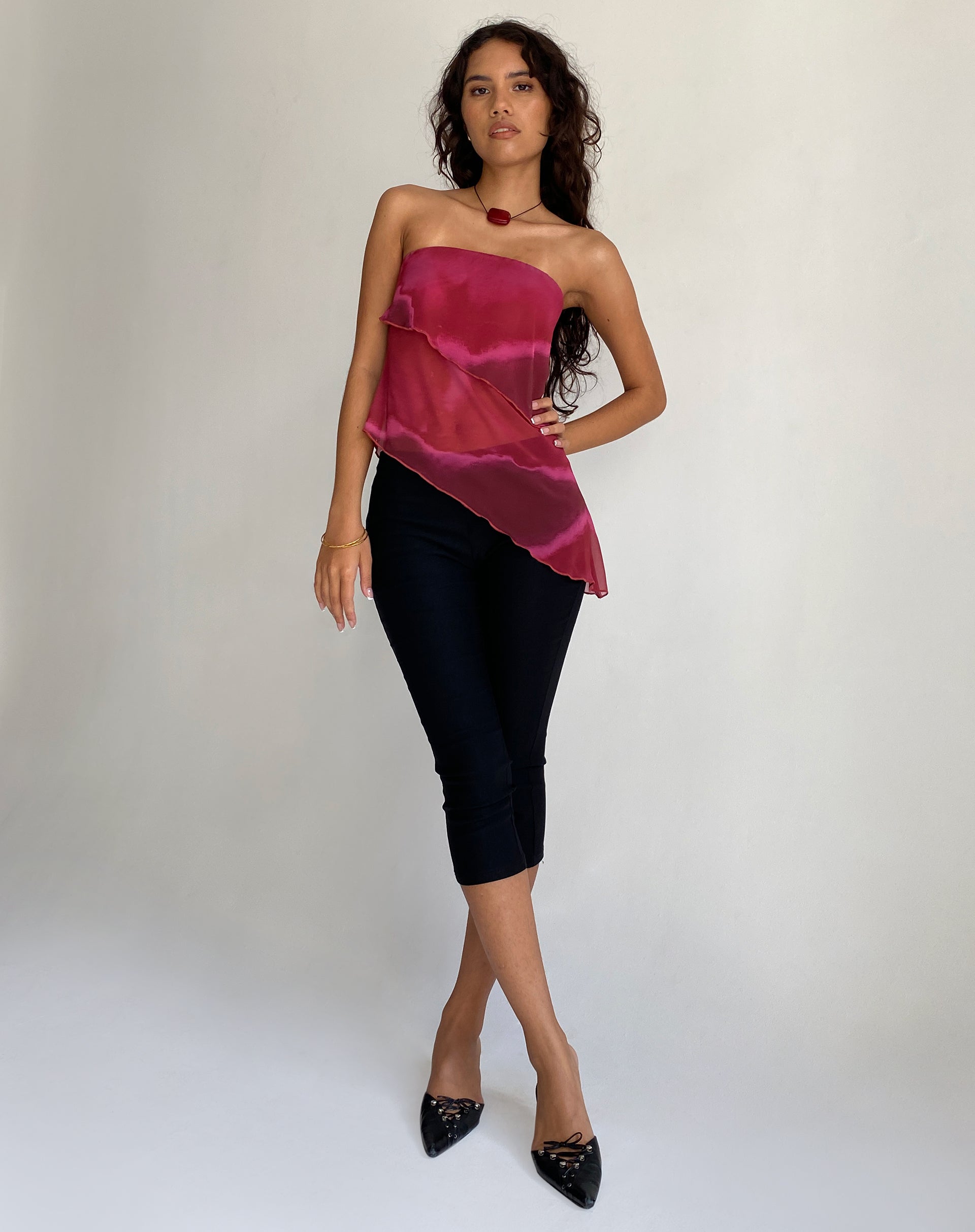 Image de Joyce Longline Waterfall Tube Top in Plum Watercolour