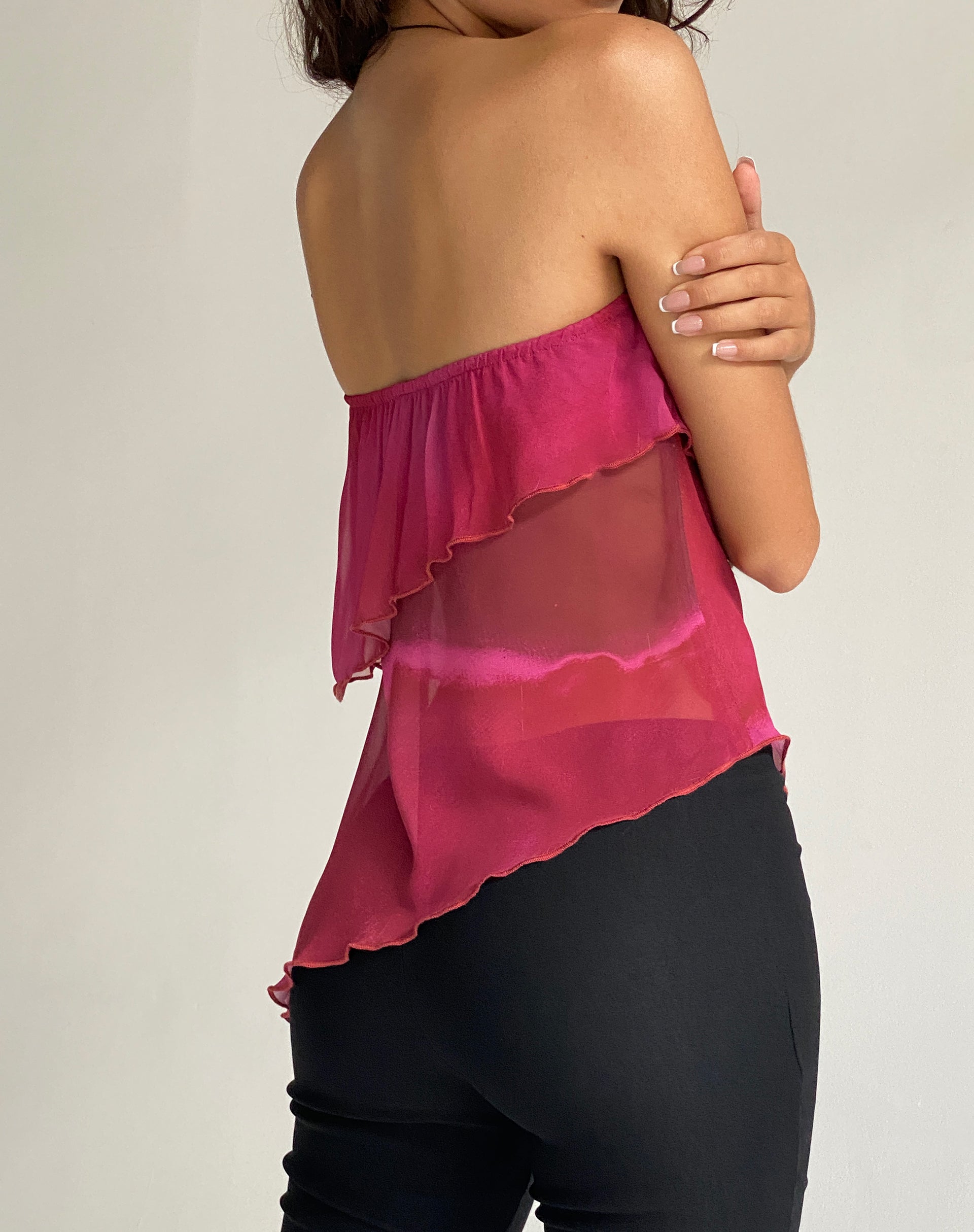 Image de Joyce Longline Waterfall Tube Top in Plum Watercolour