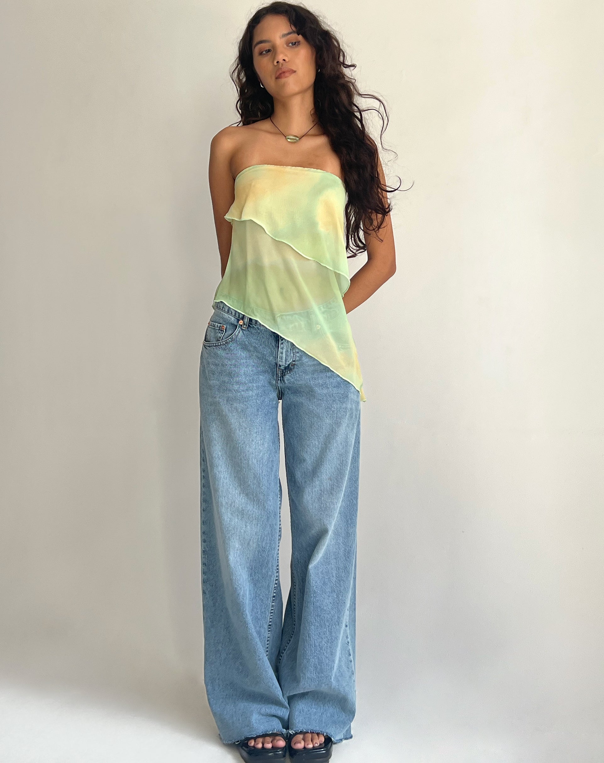 Image de Joyce Longline Waterfall Tube Top in Yellow Watercolour