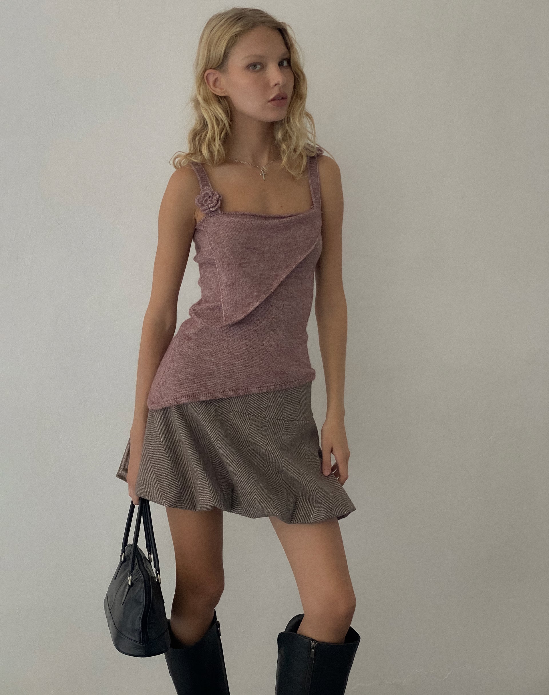 Image de Juliet Rosette Cami Top in Knitted Maroon
