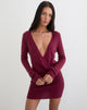 Image de la mini-robe Junbi Wrap en tricot couleur vin