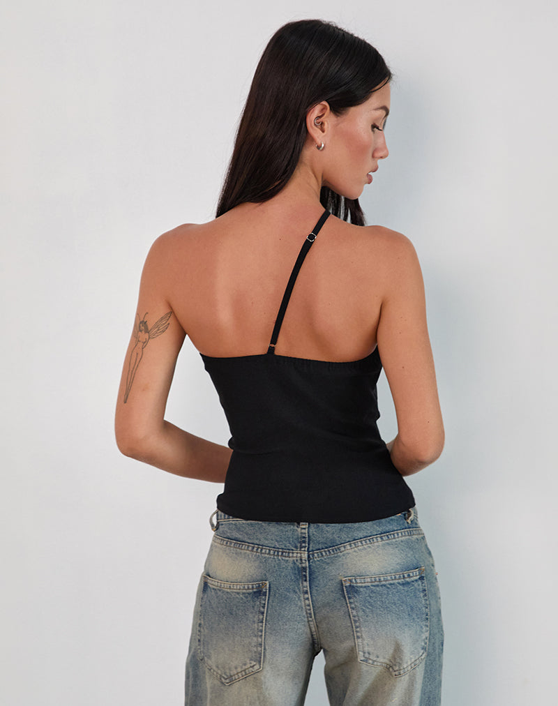 Image de Kacya Top asymétrique noir avec boucle