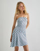 Image of Kagari Mini Dress in Diagonal Stripe Light Blue