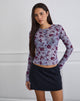 Image de Kahula Top in Lotus Flock Check Lavender