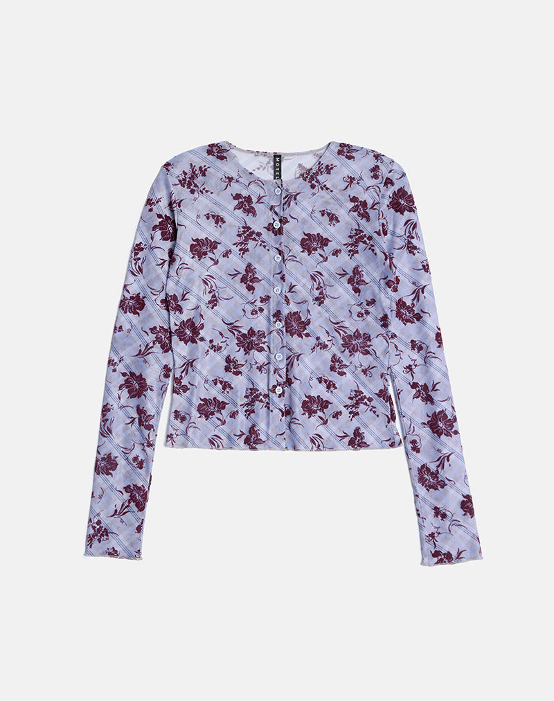 Image de Kahula Top in Lotus Flock Check Lavender