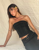 Image de Kaiha Denim Bandeau Corset Top in Black Wash