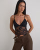 Image of Kaika Plunge Cami Top in Eyelash Lace Black