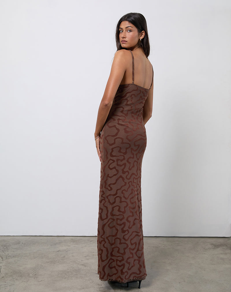 Image de Kalana Maxi Dress in Brown Swirl Flock