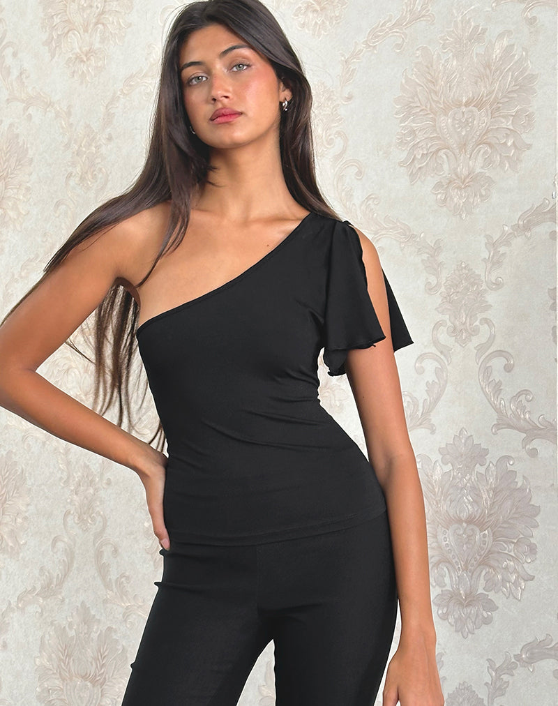 Top asymétrique Kaffa en jersey noir