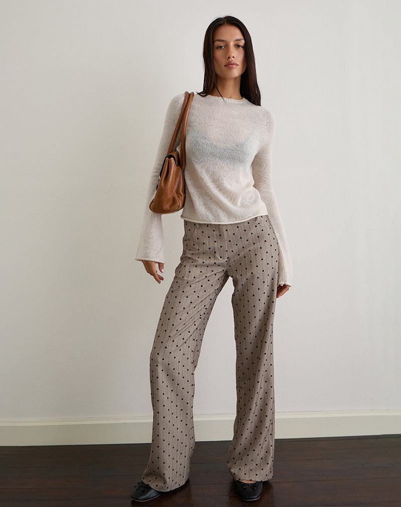 Image of Tatina Trouser in Beige with Polka Pinstripe