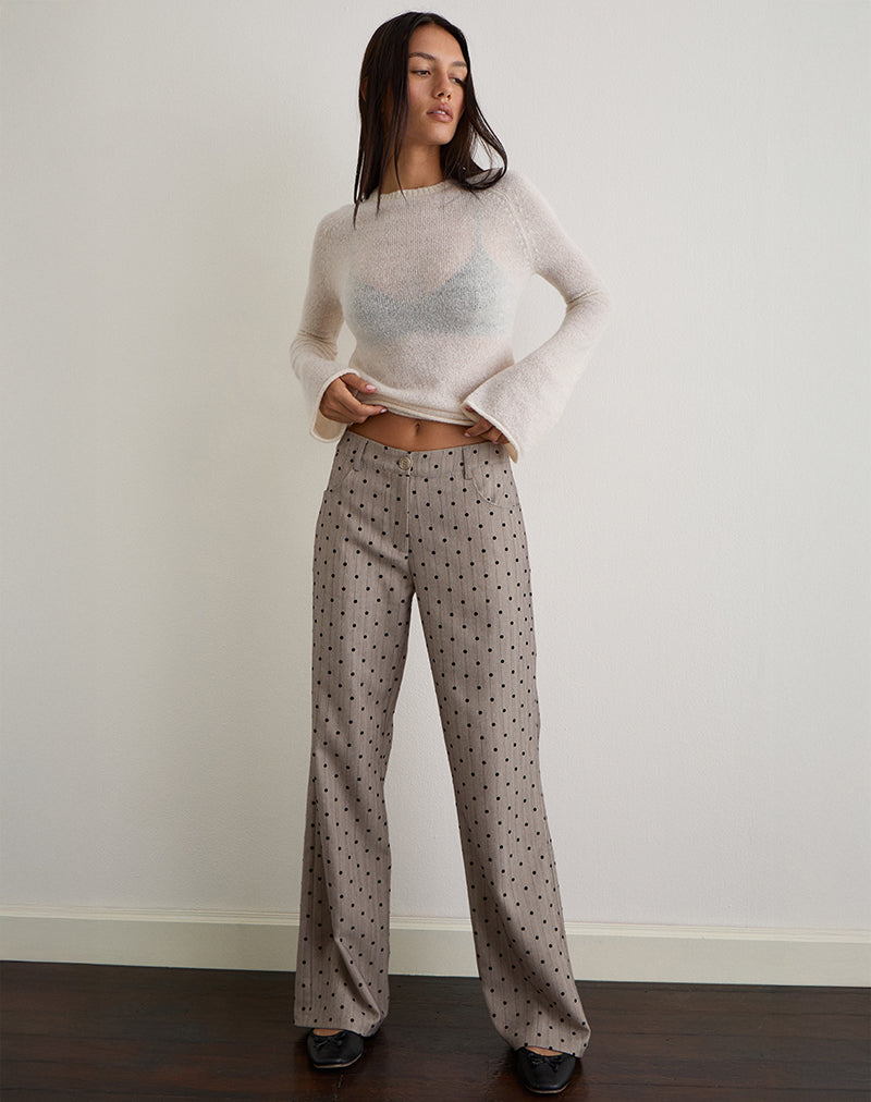 Image of Tatina Trouser in Beige with Polka Pinstripe