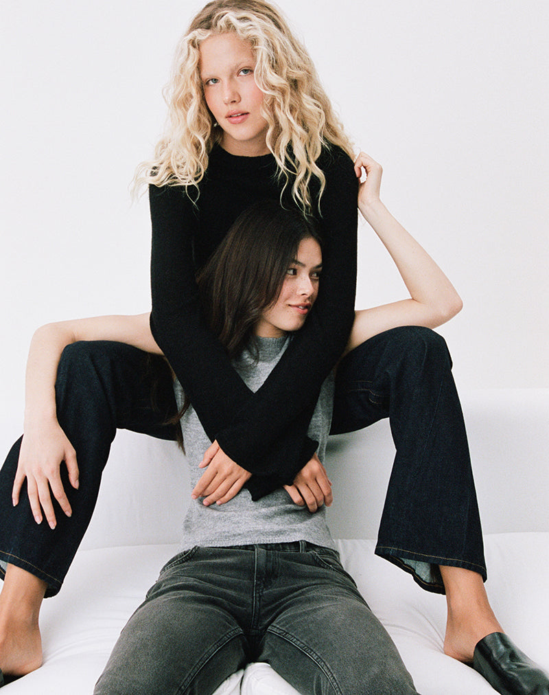 Image du pull Kaleo Roll Edge Jumper en tricot noir