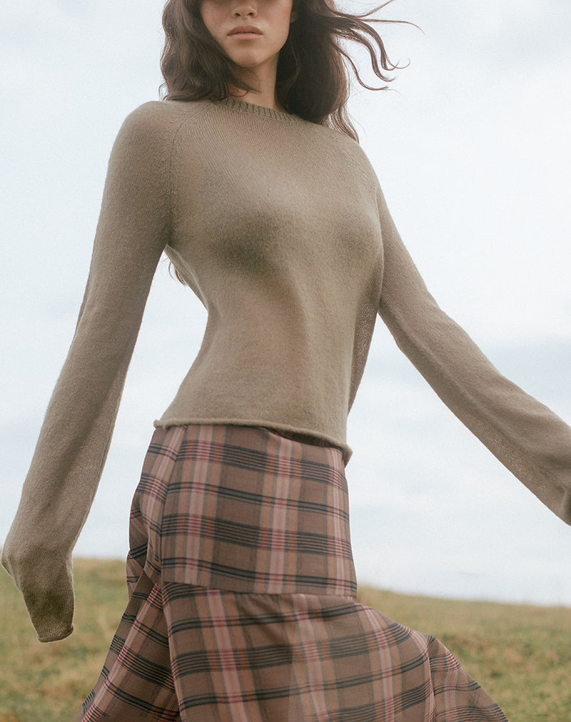 Image du pull Kaleo Roll Edge Jumper en tricot kaki