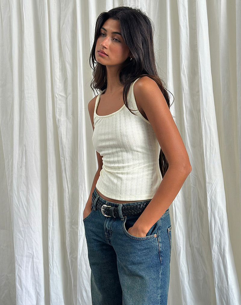 Gilet Kalinda en pointelle ivoire