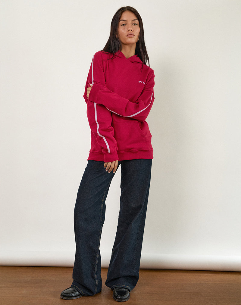 Sweat à capuche Kamari en rouge adrénaline avec broderie Violet M