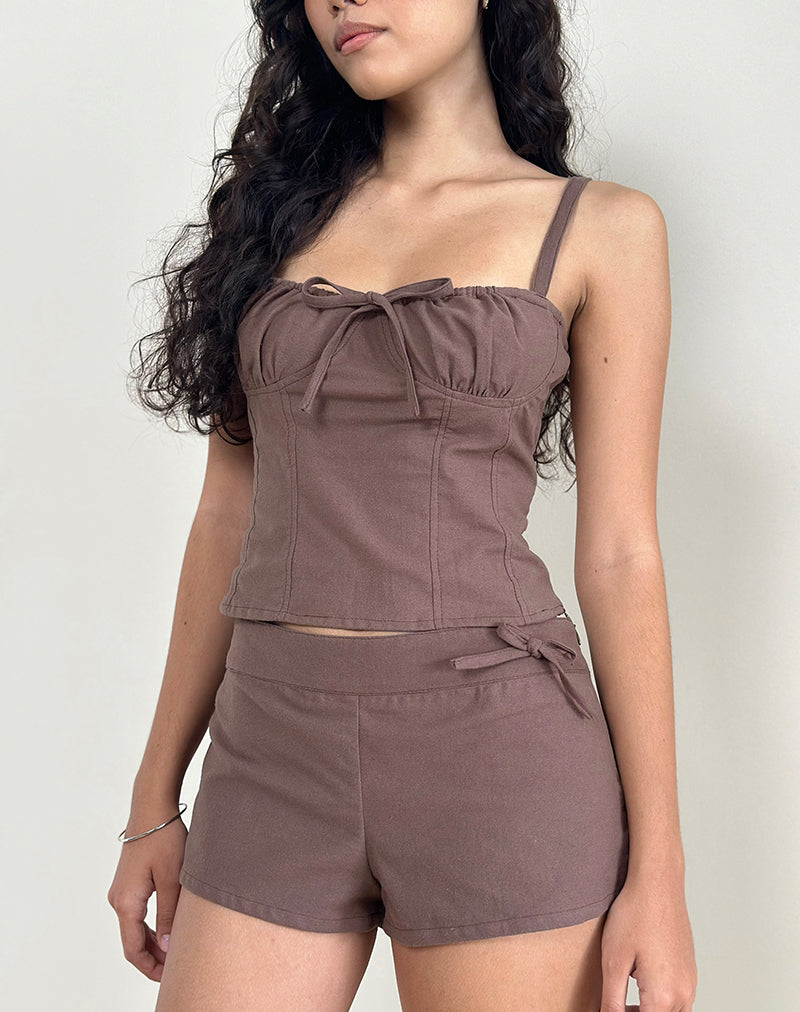 Image de Kamden Cami Top in Linen Deep Taupe