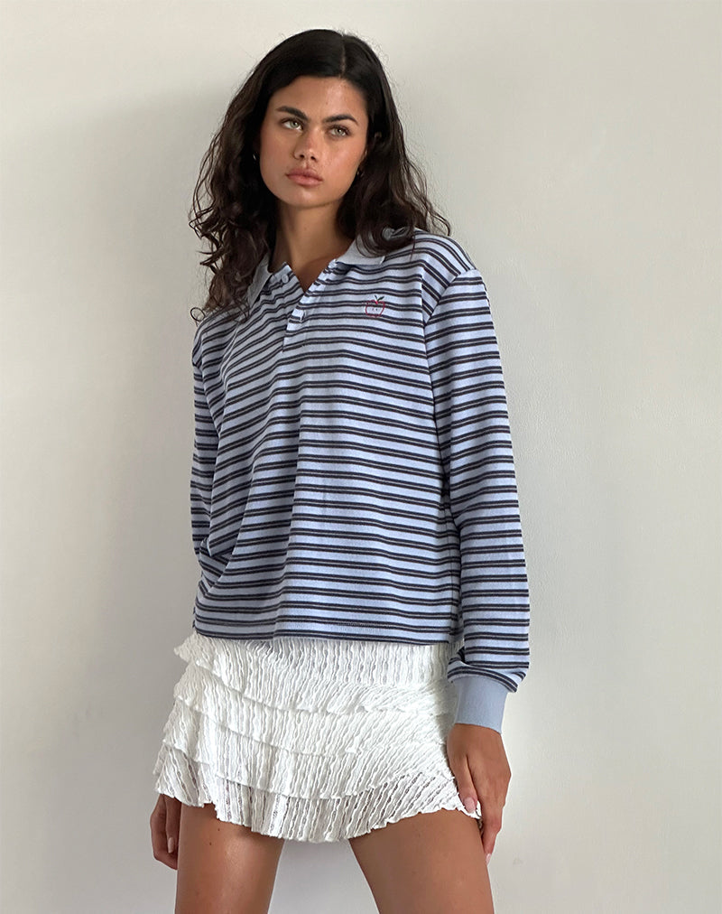 Chemise à manches longues Kamilla Baggy à rayures bleues et grises