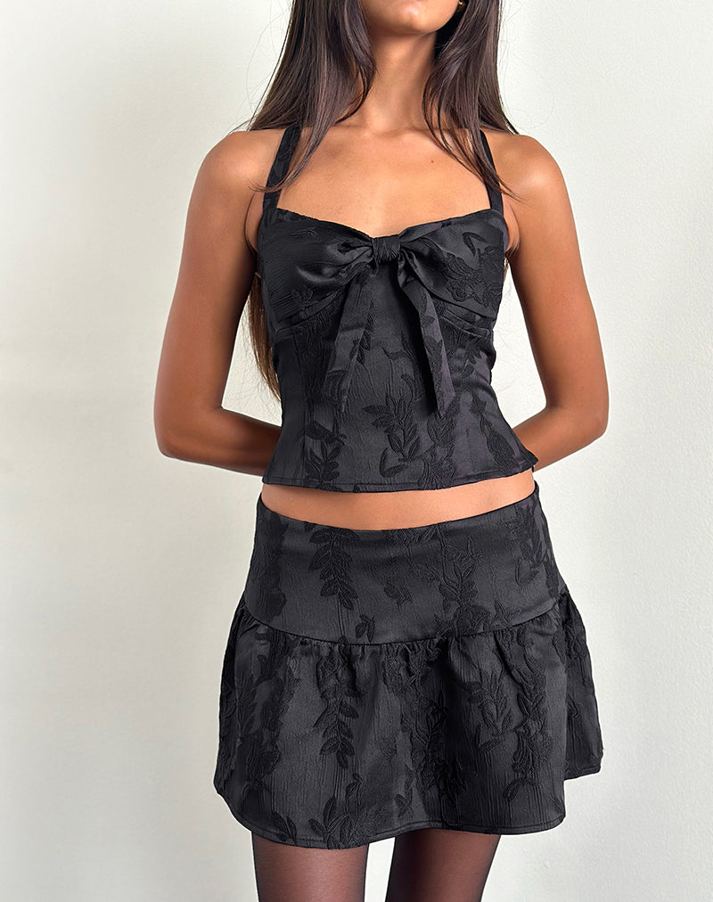 Image de Kampi Halter Top in Satin Jacquard Black