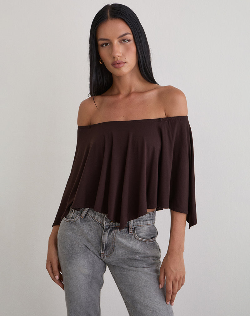 Image de Kanela Poncho en jersey Chocolat amer
