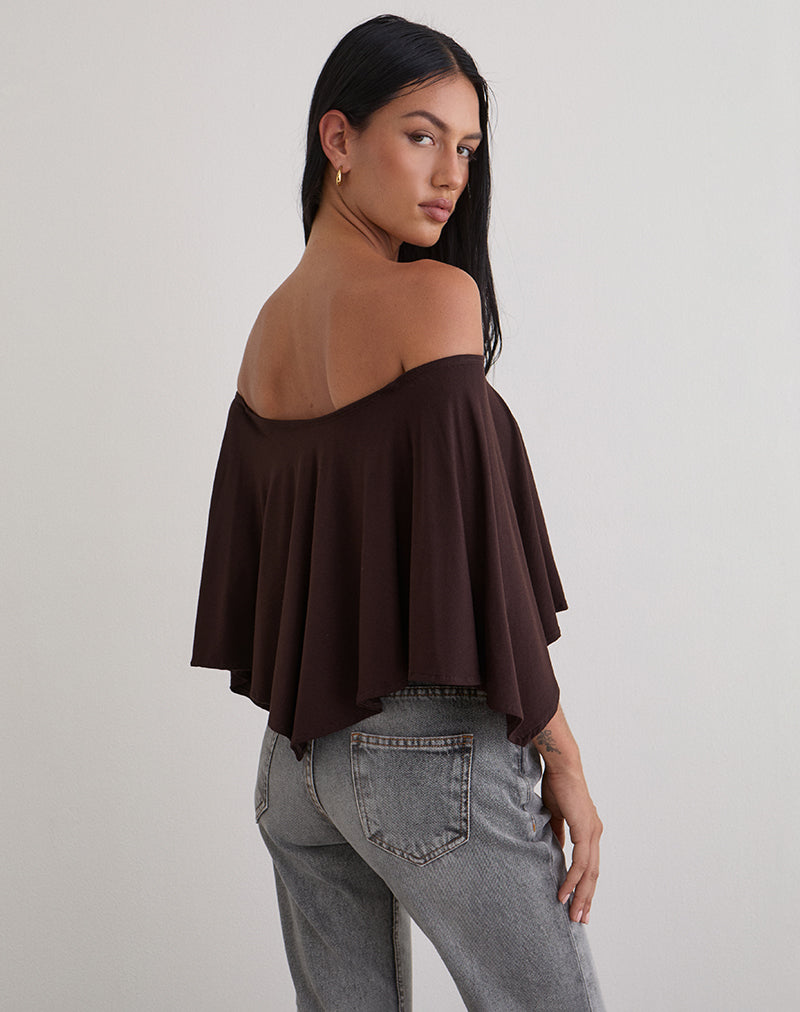 Image de Kanela Poncho en jersey Chocolat amer