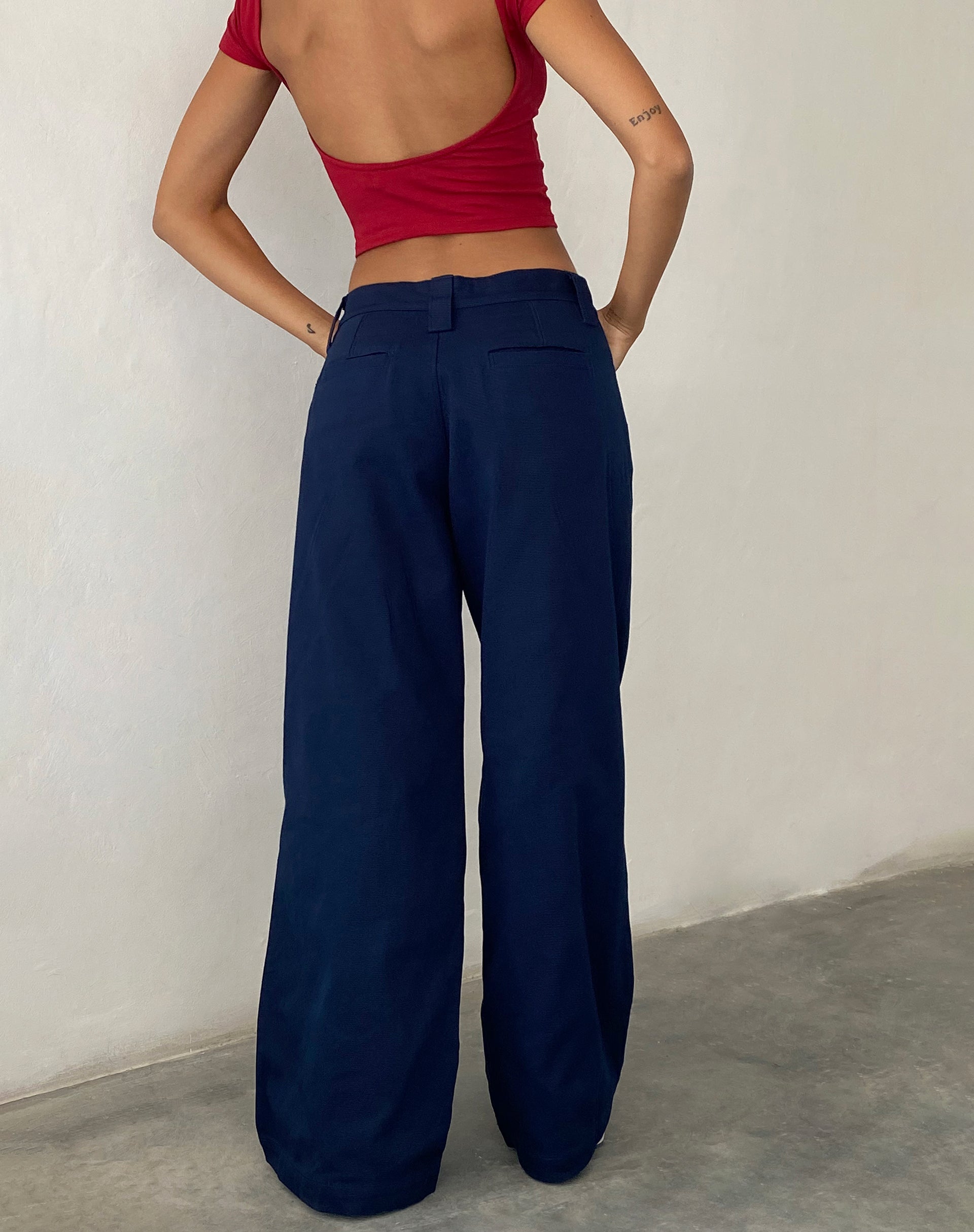 Image de Kaomy Pantalon à jambes larges en bleu marine