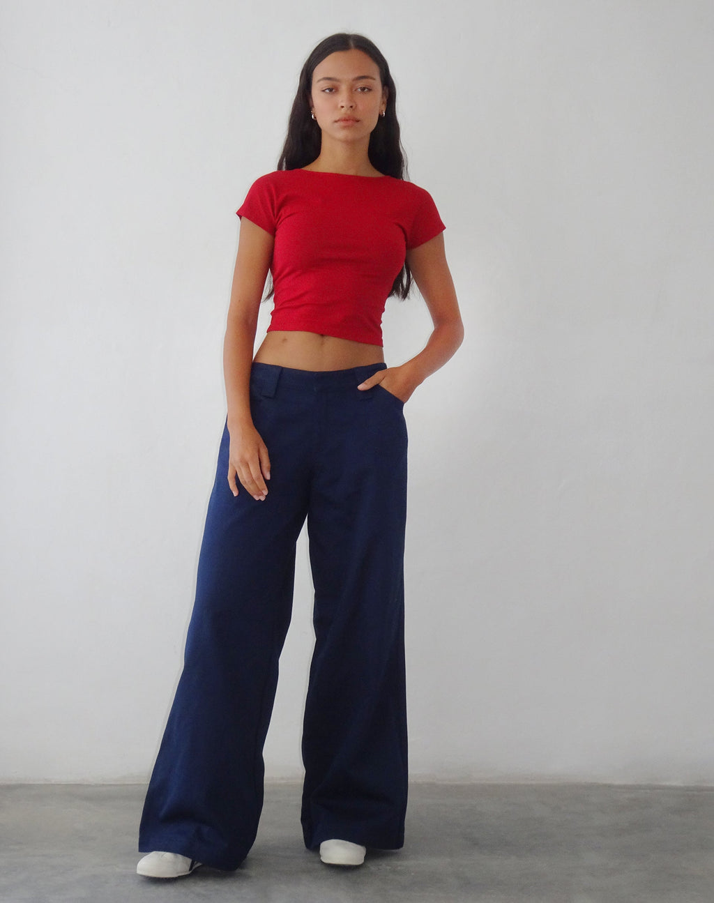 Pantalon à jambes larges Kaomy, bleu marine
