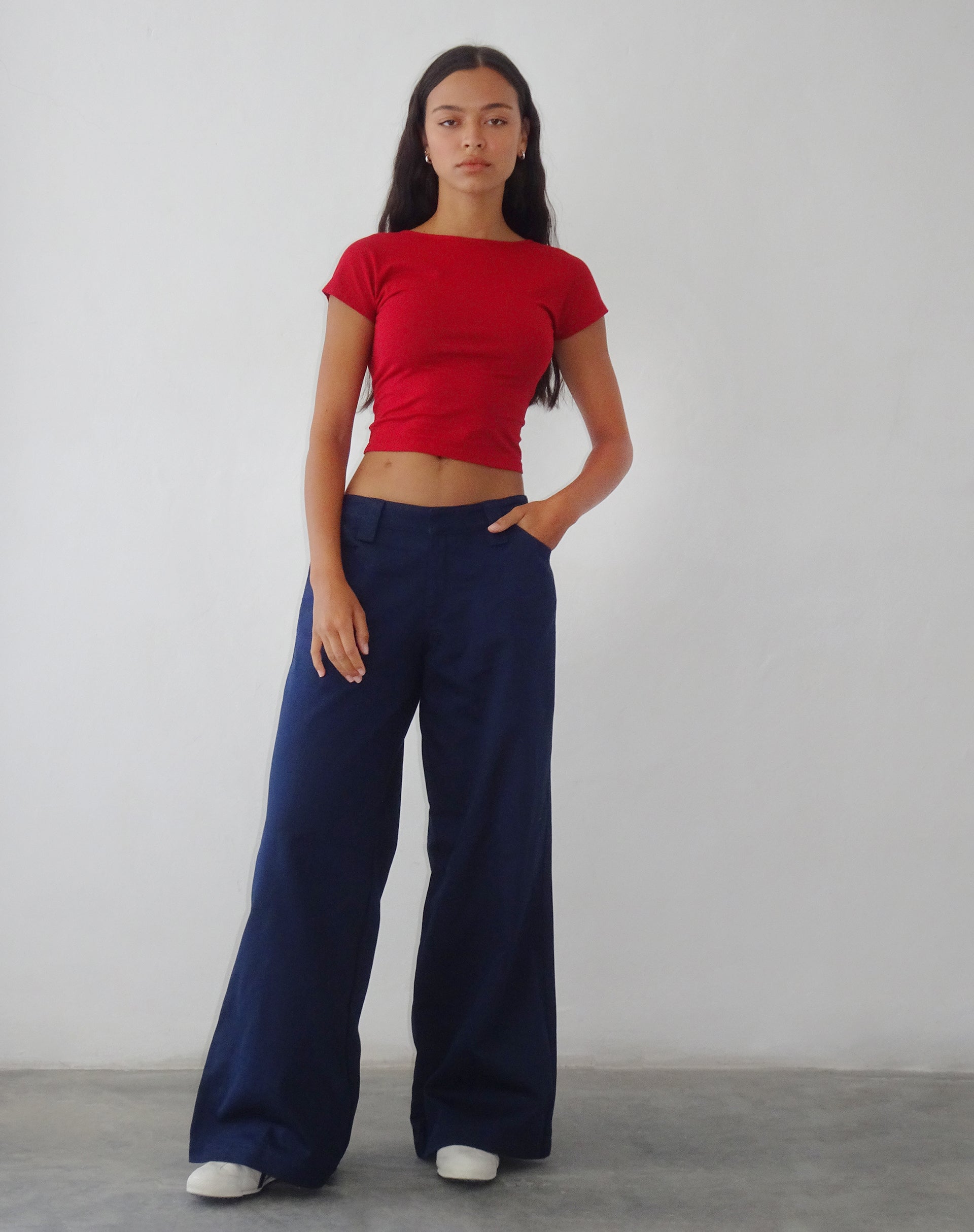 Image de Kaomy Pantalon à jambes larges en bleu marine