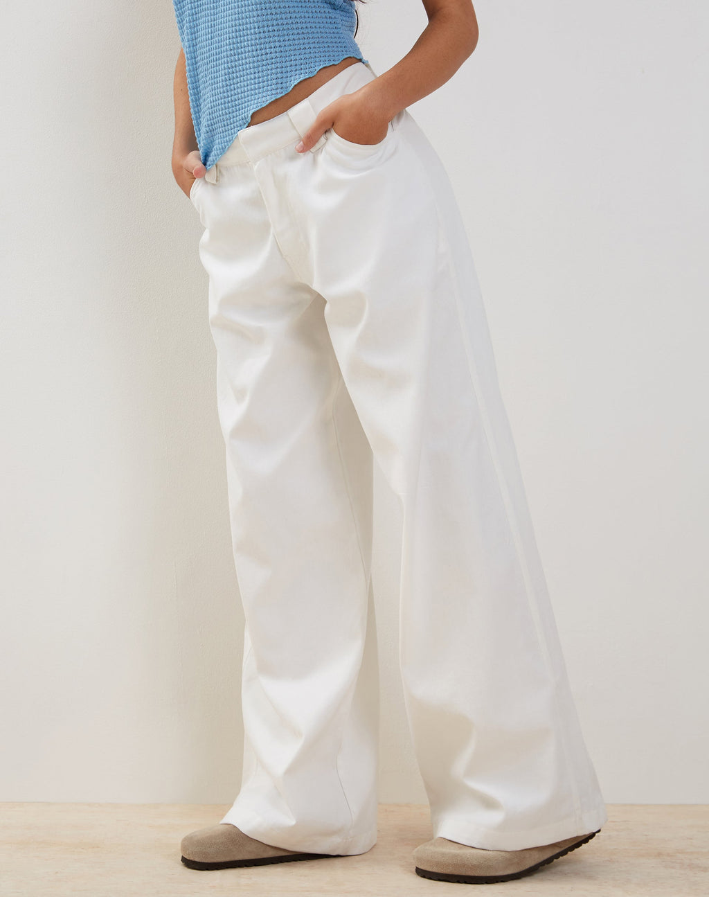 Pantalon à jambes larges Kaomy, blanc