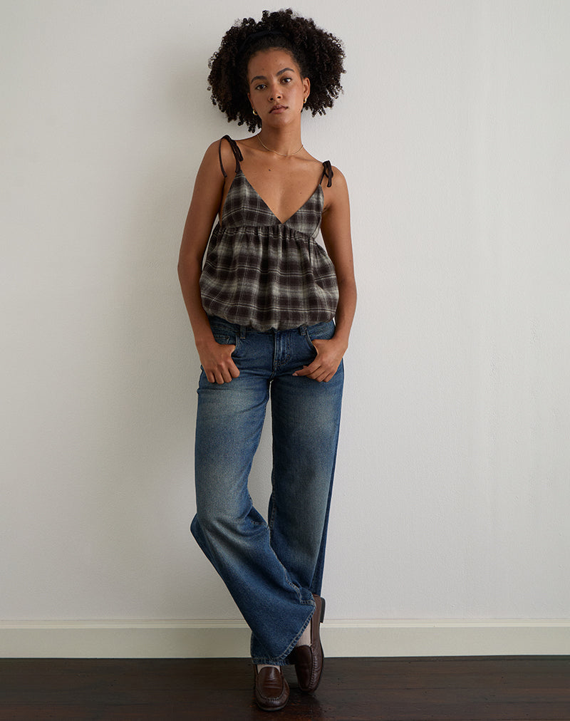 Image of Kaoru Triangle Bust Cami Top in Grey Check