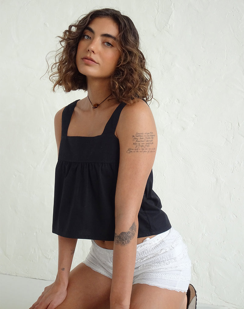 Image de Karana Peplum Top in Poplin Black
