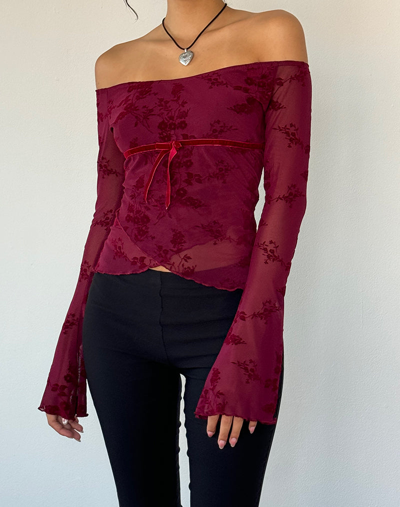 Image de Kareena Top in Botanical Flower Maroon