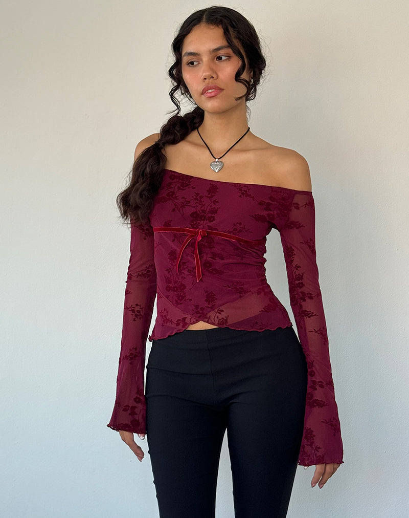 Image de Kareena Top in Botanical Flower Maroon