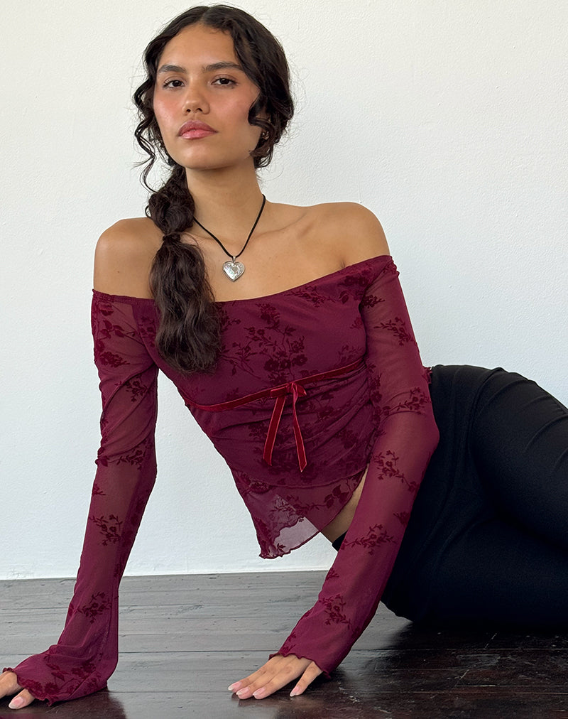 Image de Kareena Top in Botanical Flower Maroon