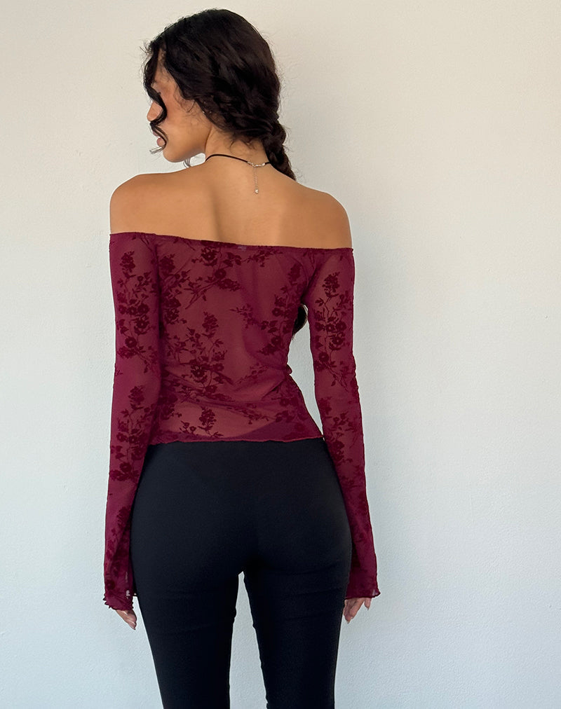 Image de Kareena Top in Botanical Flower Maroon