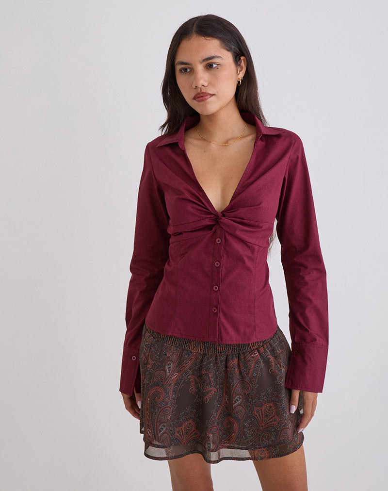 Chemise Karis en popeline bordeaux