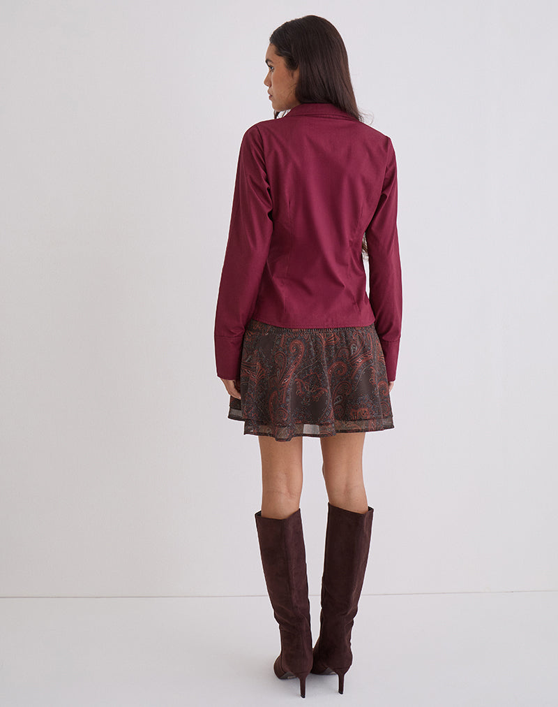 Image de la chemise Karis en popeline bordeaux