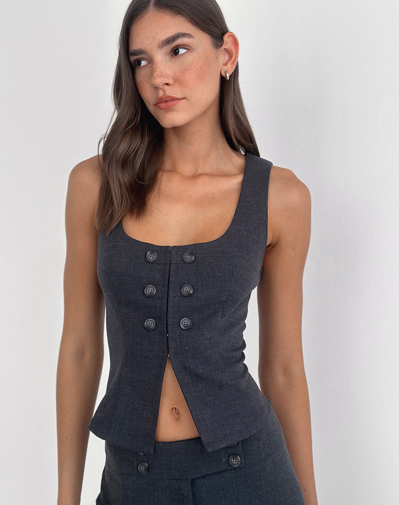Kariso Corset Top in Tailoring Grey Blue