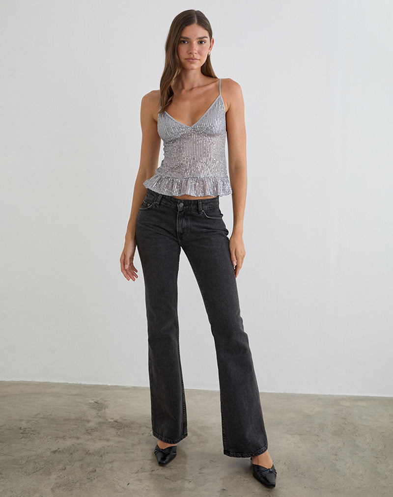 Image du haut Karka Cami en gris pailleté drapé