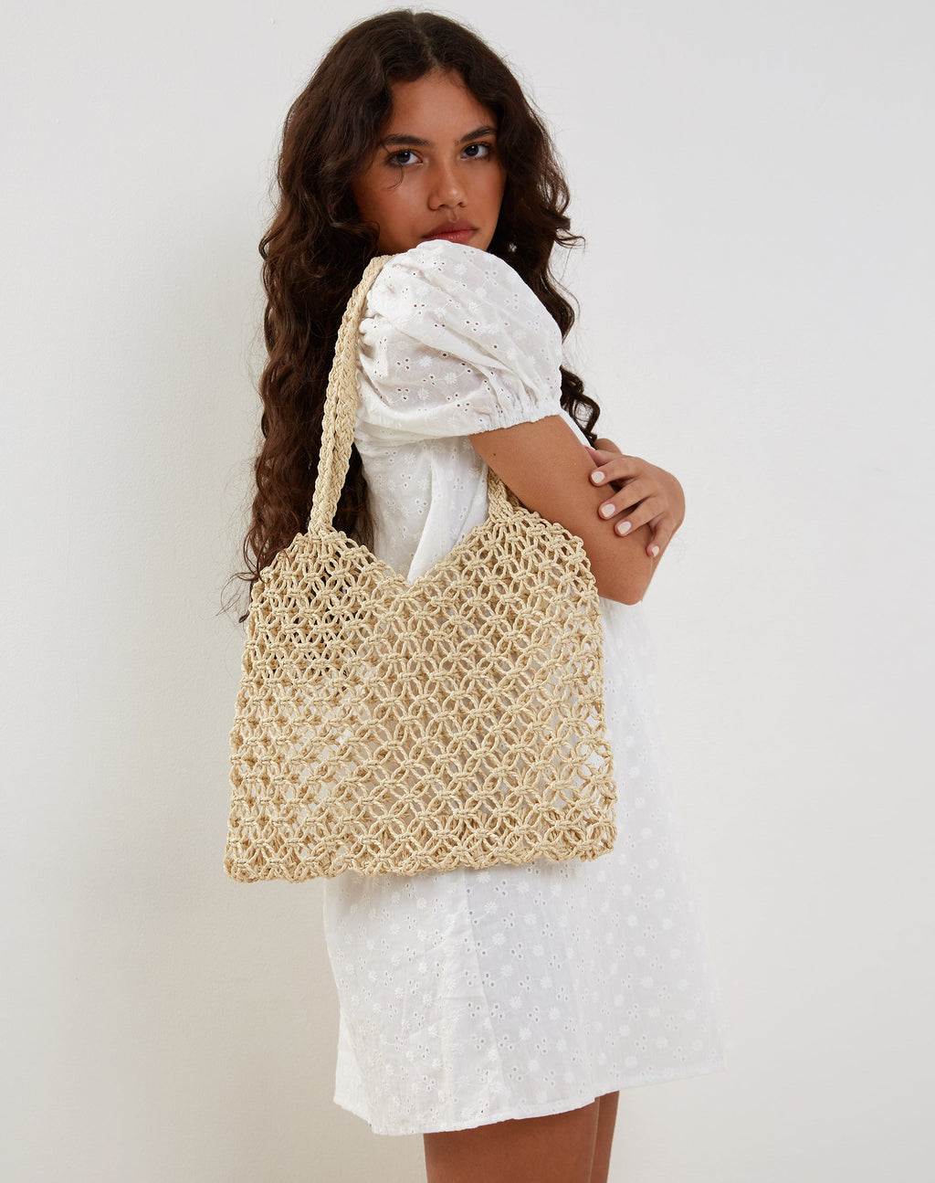 Sac en macramé Karnavi en ivoire