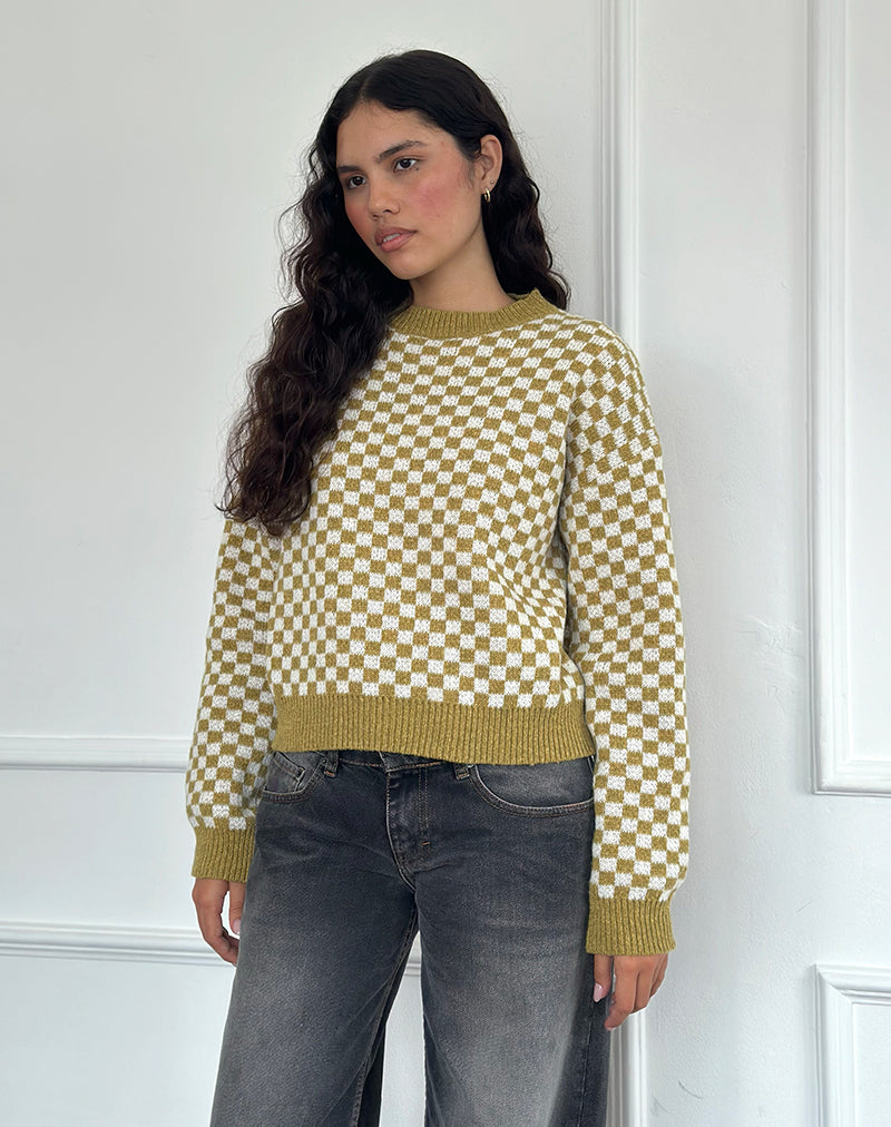 Pull Karu à carreaux vert