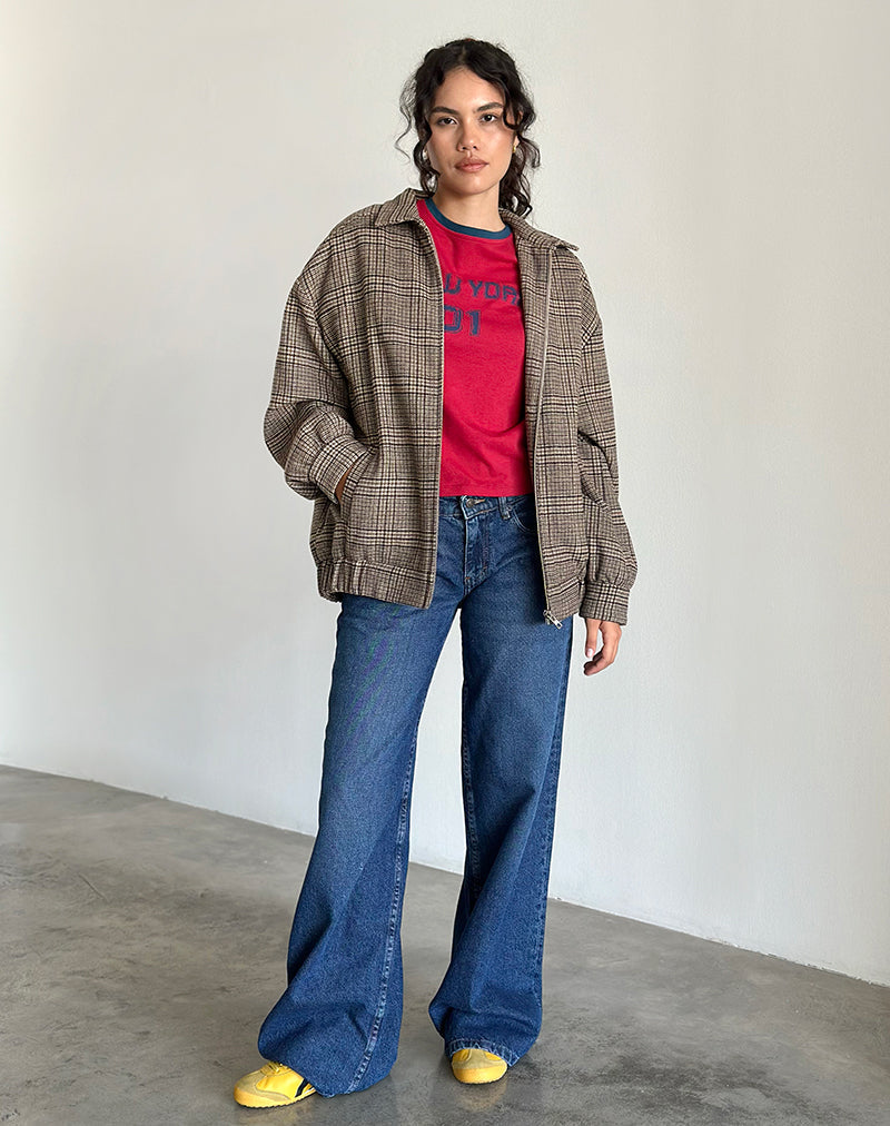 Veste Kassira à carreaux marron ton sur ton
