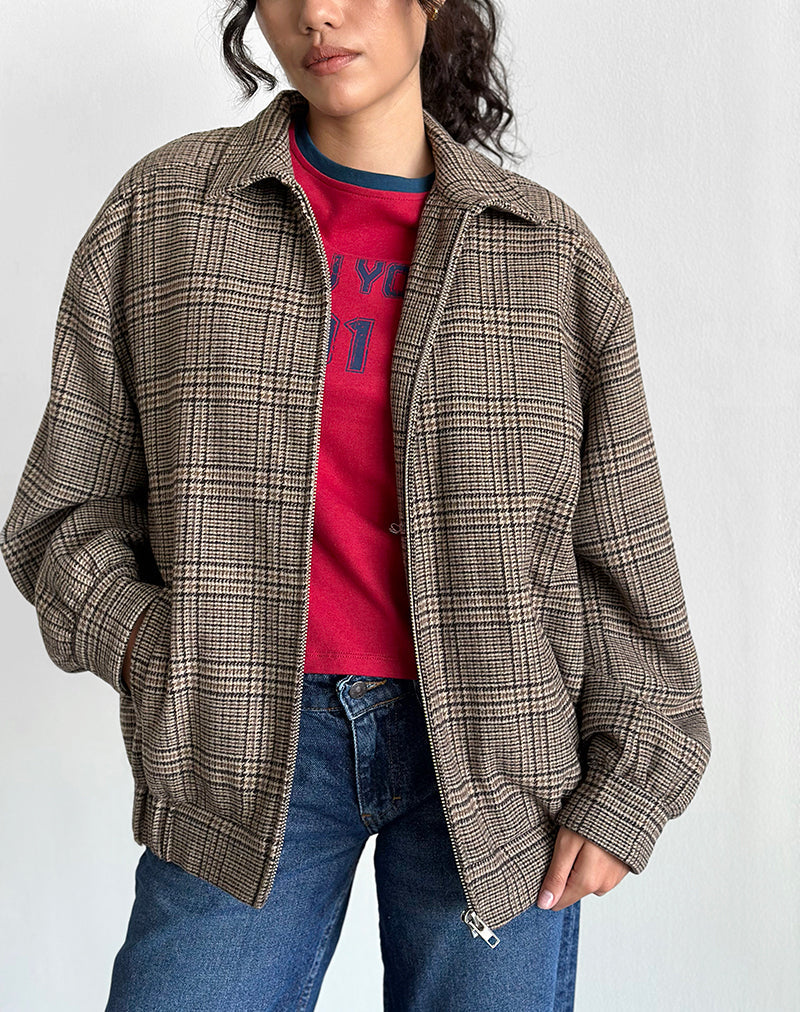 Veste Kassira à carreaux marron ton sur ton