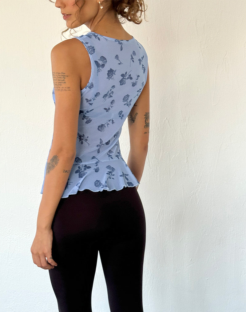 image de Katnis Top in Inky Blue Floral Mesh