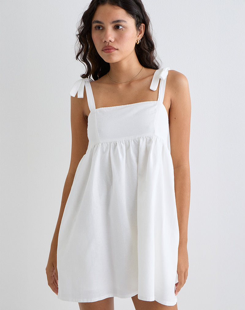 Mini robe à encolure Kayla, lin ivoire